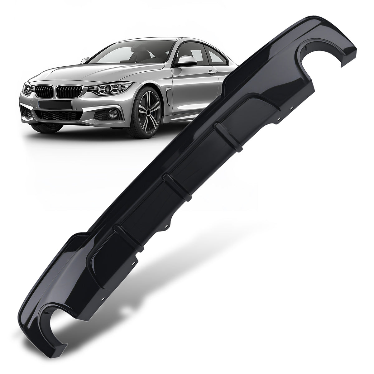 Gloss Black Rear Bumper Lip compatible For BMW F10 F11 5 Series M Sport 2010-16 Diffuser