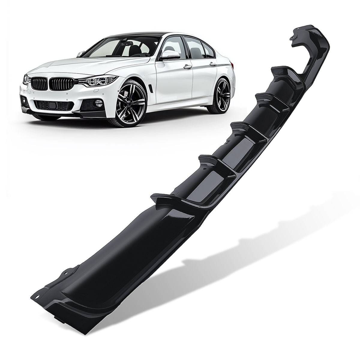 Bumper Diffuser Lip Rear compatible For BMW F30 F31 320i 328i M Sport 12-18 Gloss Black