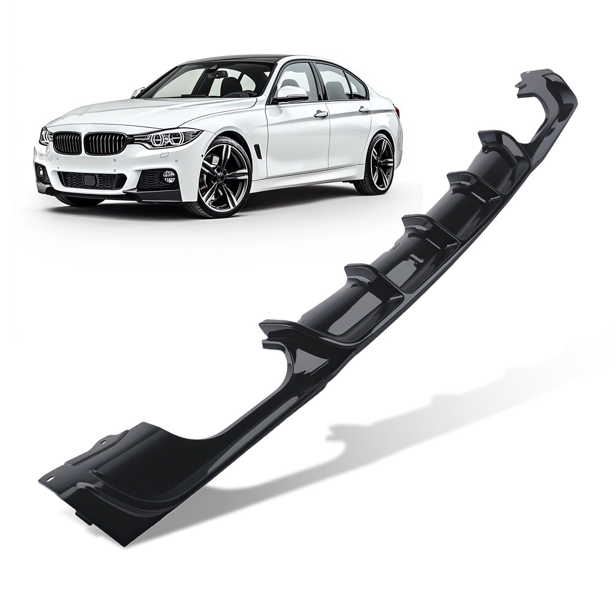 Black Rear Lip compatible For BMW 3 Series F30 F31 M-Tech 2012-18 Bumper Diffuser Kit