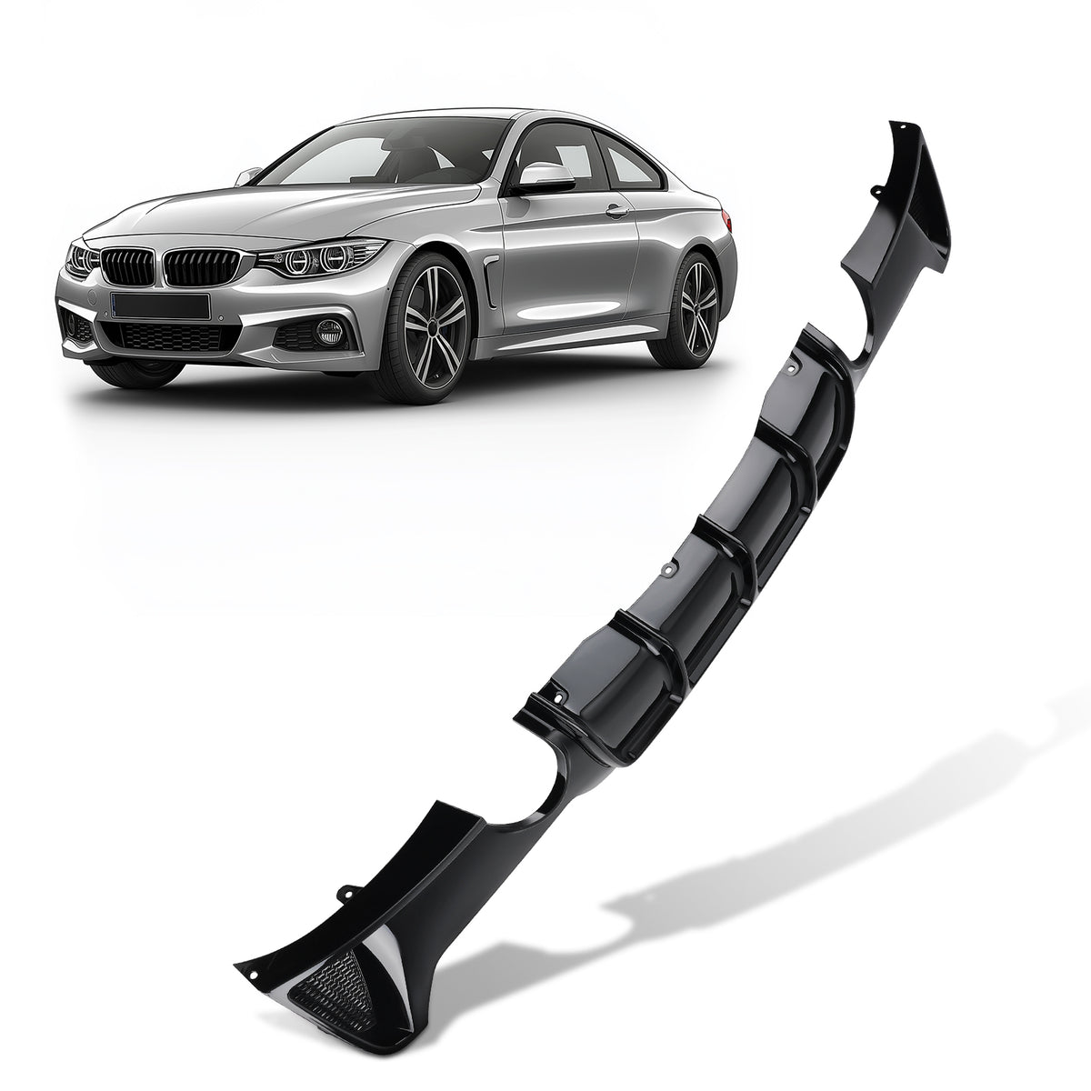 Black Rear Diffuser Compatible For BMW 4 Series F32 F33 F36 M Sport 2014-20 Bumper Lip Kit
