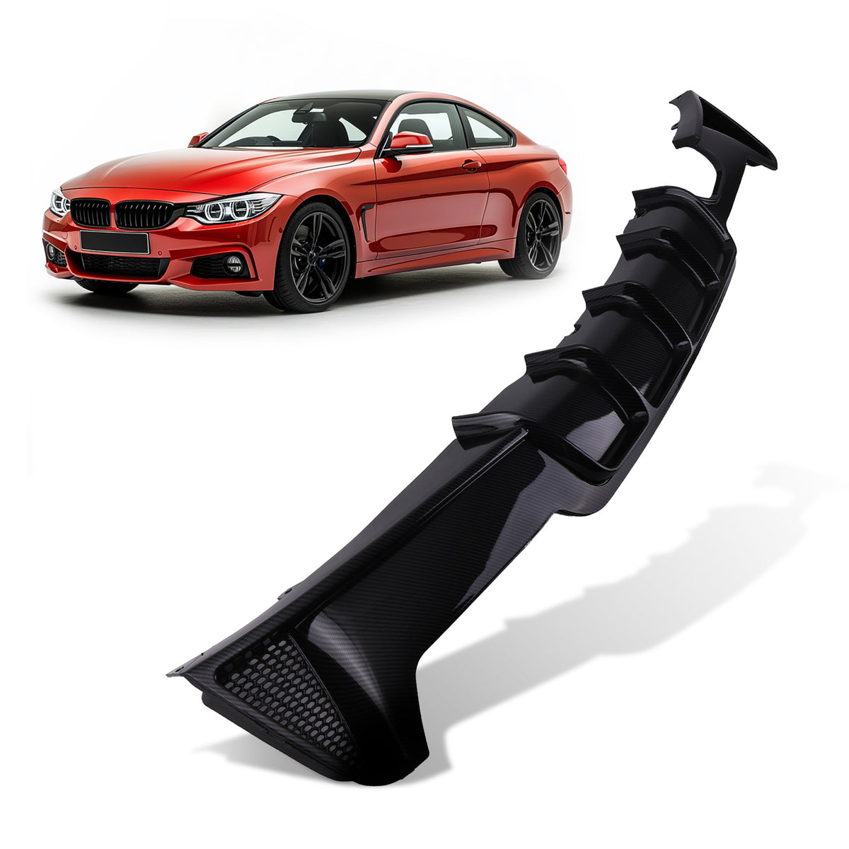 Carbon Fiber Style M Sport Rear Diffuser Lip compatible For BMW F32 F33 F36 2014-2020