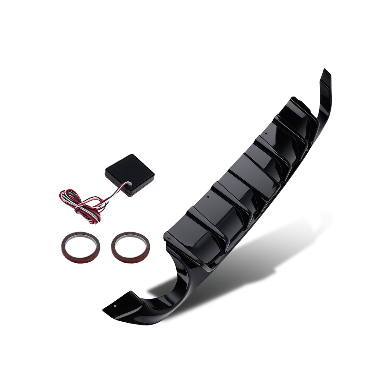 Glossy Black Rear Bumper Diffuser Lip W/ LED Light For 2018-22 2023 compatible For Infiniti Q50