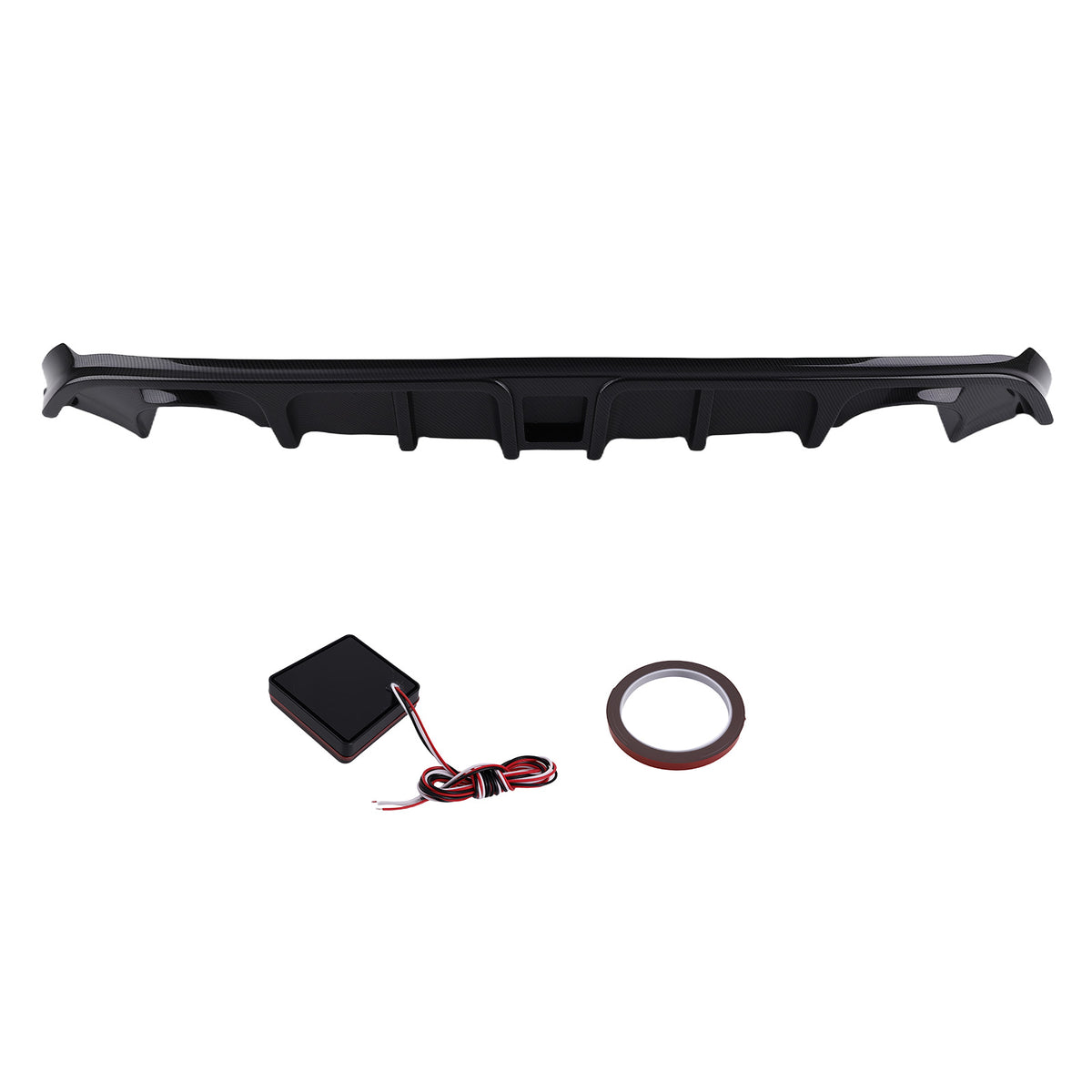 Carbon Fiber Rear Bumper Spoiler Diffuser LED W/Light compatible For Infiniti Q60 2017-2022