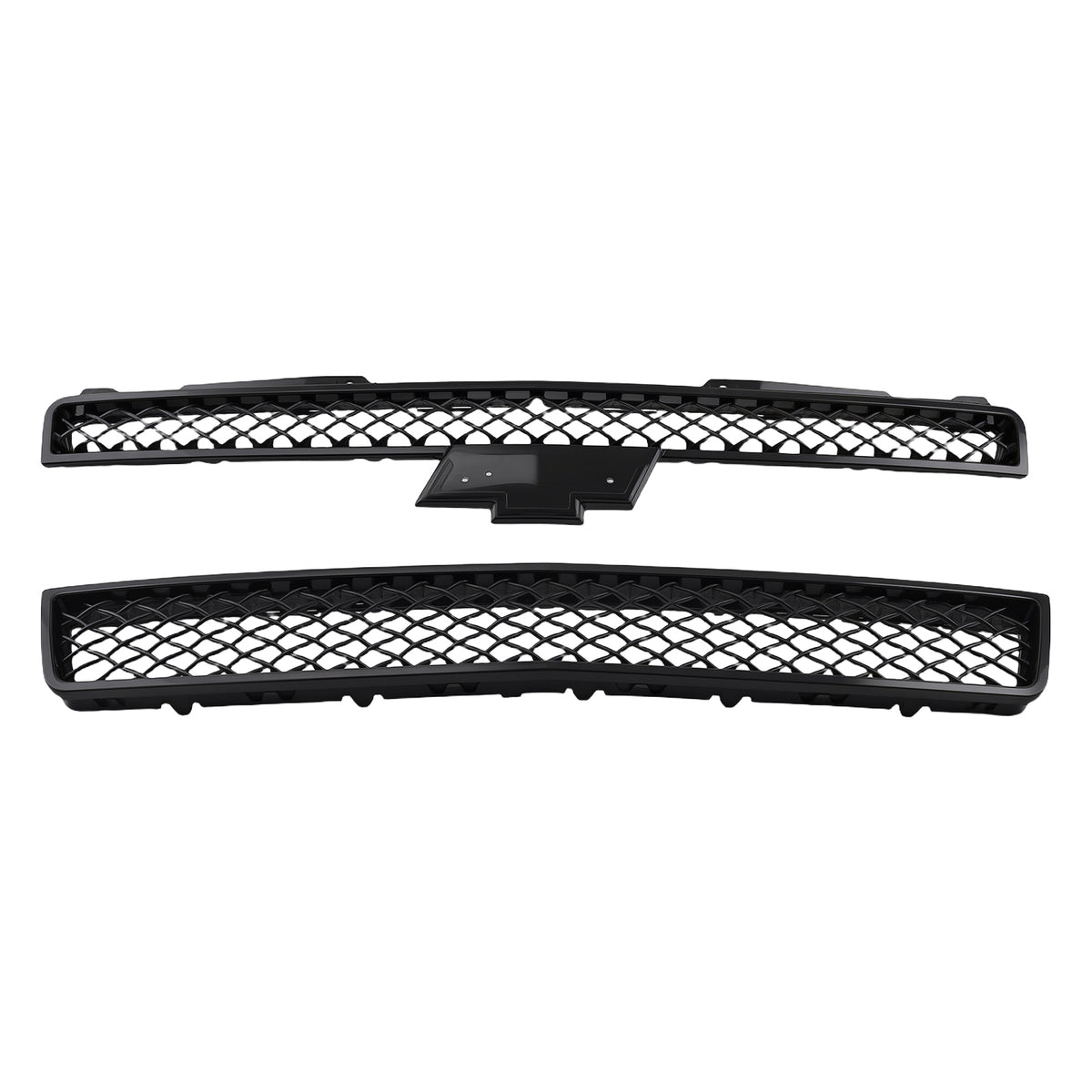 Black Front Grille Set compatible For Chevy Avalanche compatible For Tahoe Suburban 2007-2014 15946154