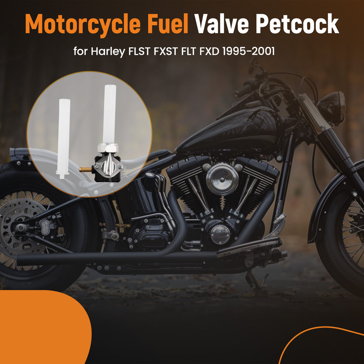 Fuel Valve Petcock Switch Kit compatible For Harley FLST FXST FLT FXD 1995-2001 61338-94D