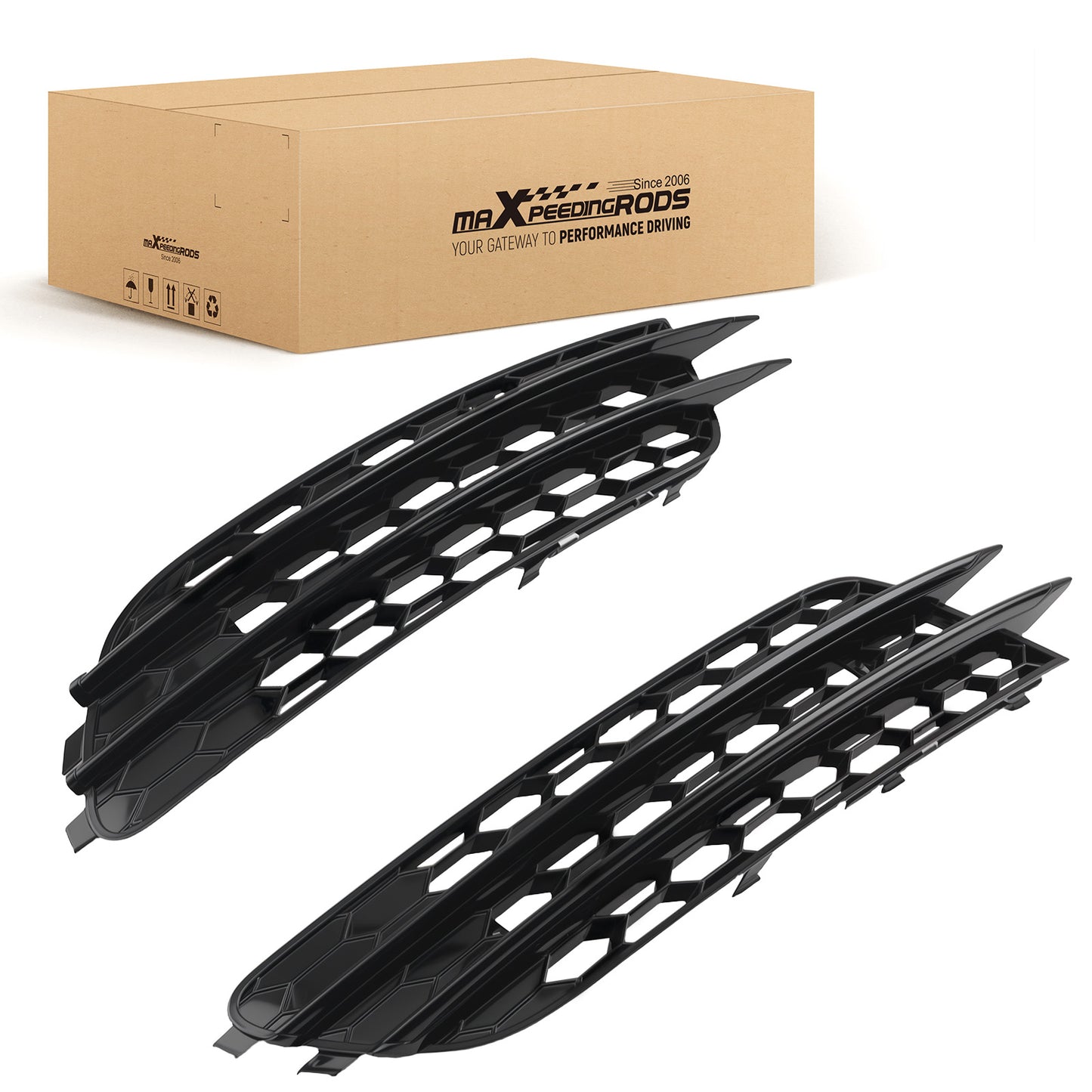 Front LeftRight Bumper Fog Grille Cover compatible For Audi A6 C7 2.0L 2.8L 2012-2015