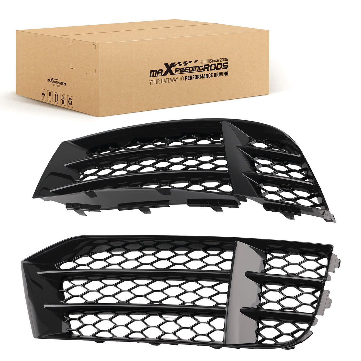 Left Right Front Bumper Fog Light Grille Cover compatible For Audi RS5 Coupe 2010-2016