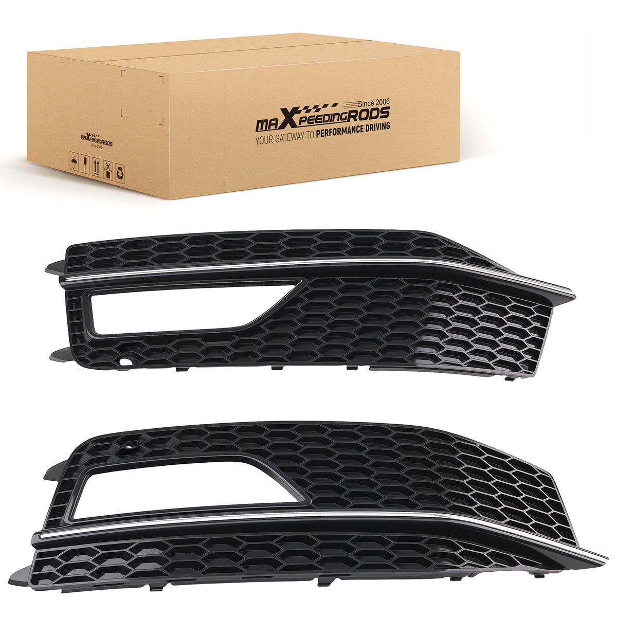 Pair Front Bumper Fog Light Grille Cover compatible For Audi A4 Sport 2013-2016 8K0807681L