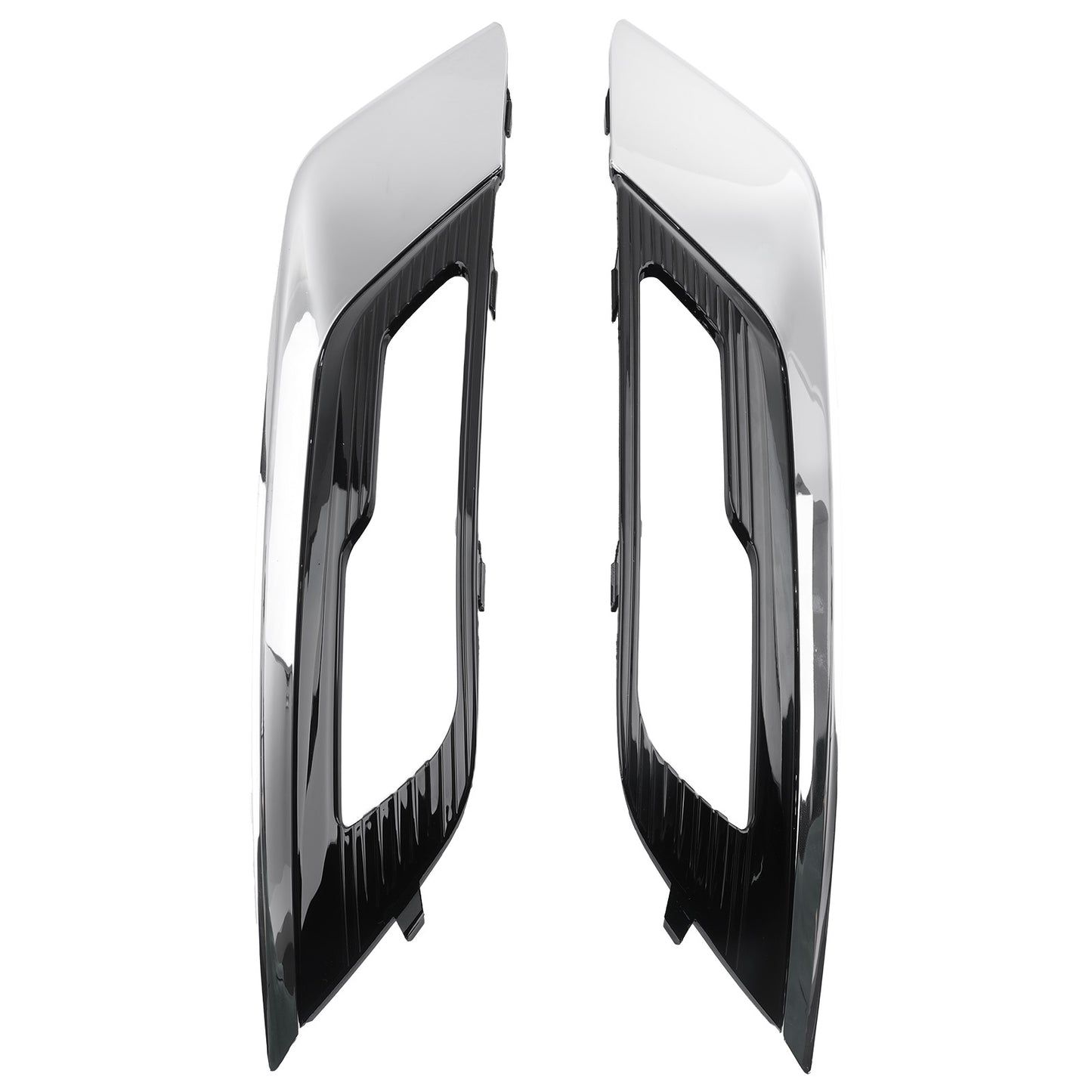 Pair Fog Lamp Grille Chrome Black compatible For Ford Fusion 2.7L V6 DOHC 2017 2018 2019