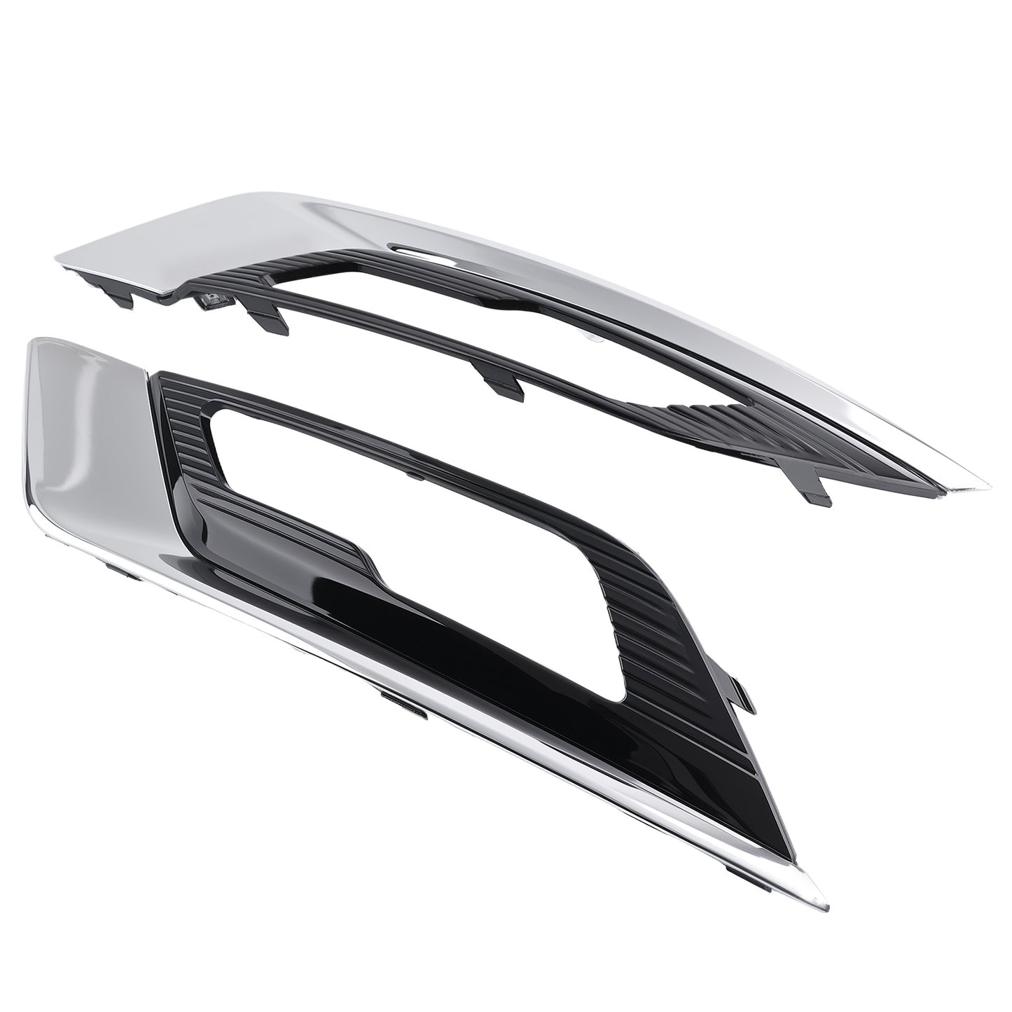 Pair Fog Lamp Grille Chrome Black compatible For Ford Fusion 2.7L V6 DOHC 2017 2018 2019