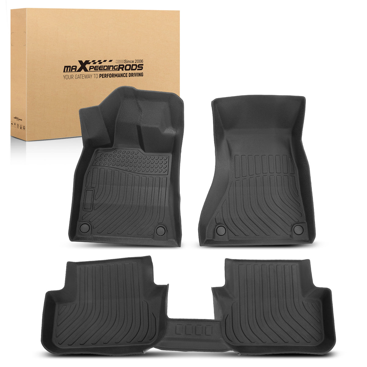 Black All- Weather Floor Mats compatible For Audi A4/S4/A4 Quattro 2009-2016 TPE Rubber