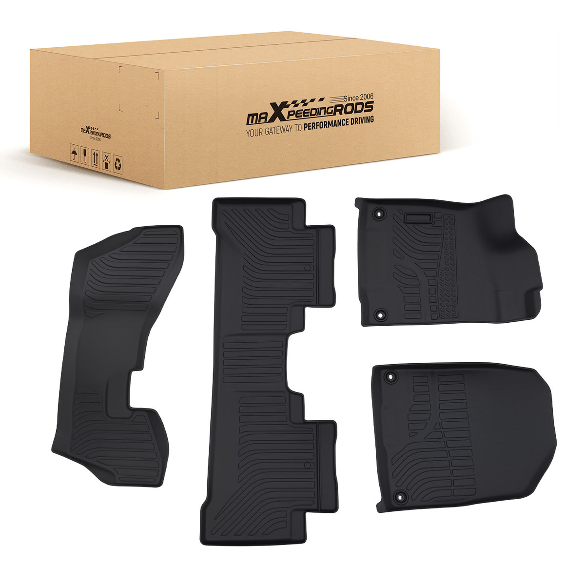 3 Row Floor Mats compatible For Acura MDX 2014-2020  7 compatible For Seat TPE Rubber Black Waterproof