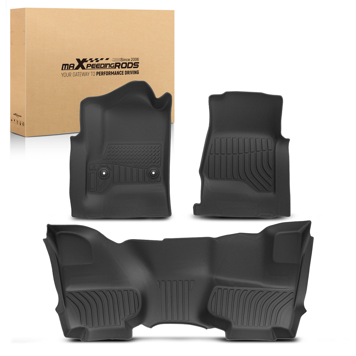 All- Weather Floor Mat Set compatible For Silverado 2500HD 2015-2019 Heavy Duty Rubber