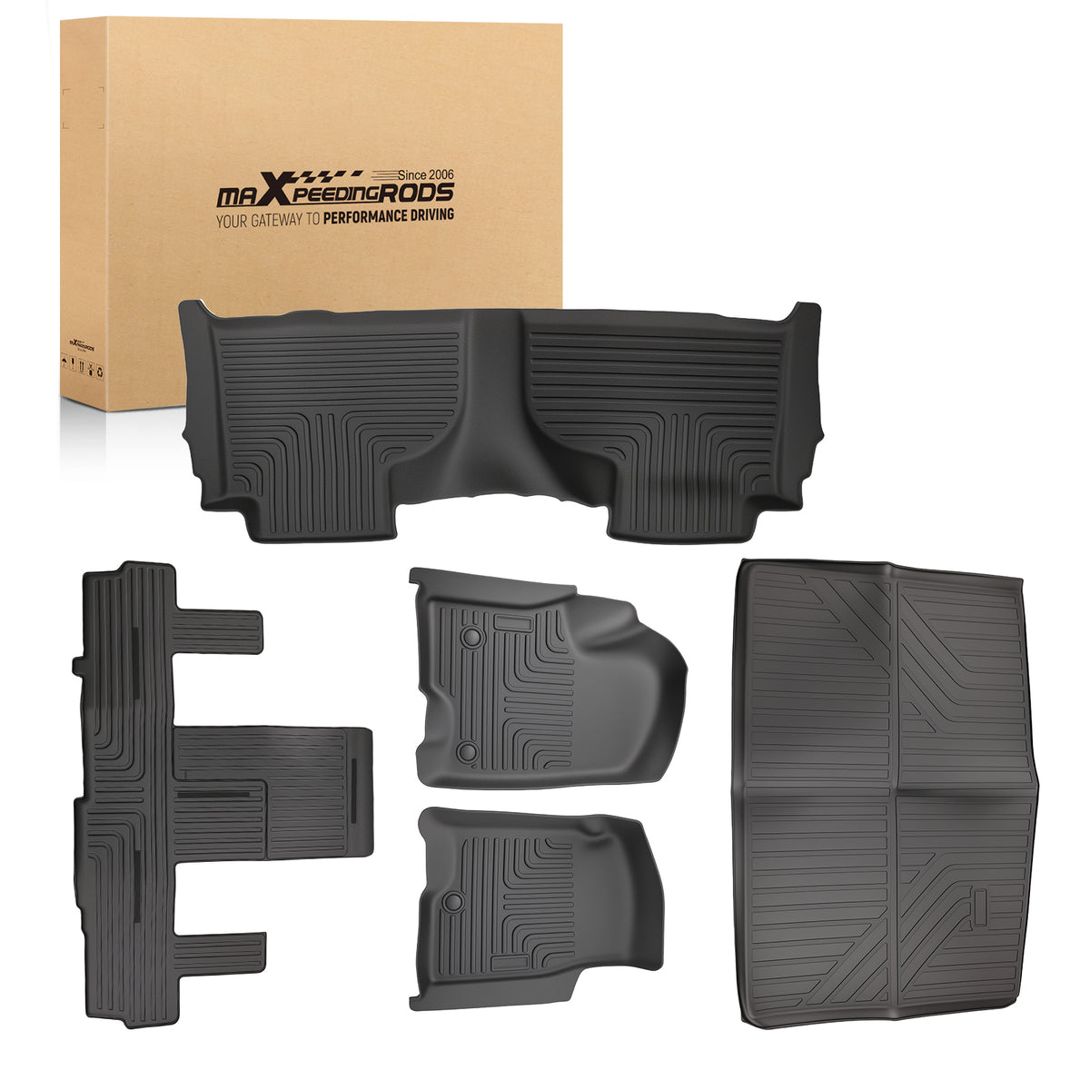 Advanced Floor Mats compatible For Chevrolet Suburban GMC Yukon XL 21-24 Black TPE