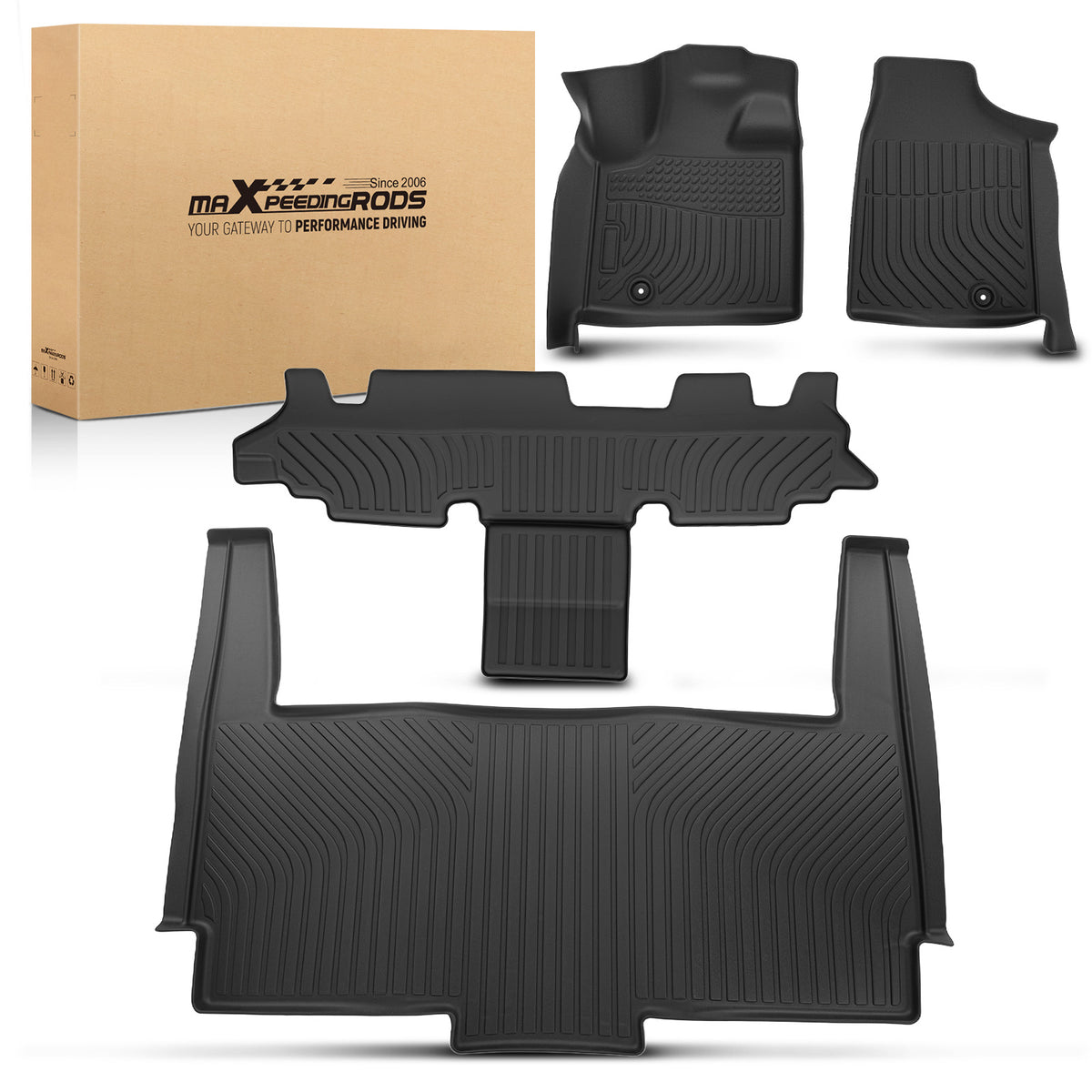 Black TPE Floor Mats compatible For Dodge Grand Caravan 2008-2020  All  Weather Car Carpet