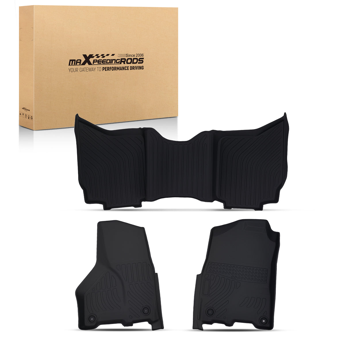 Black Floor Mat Set compatible For Dodge Ram 1500 Classic Quad Cab 2019-2023 TPE Car Carpet