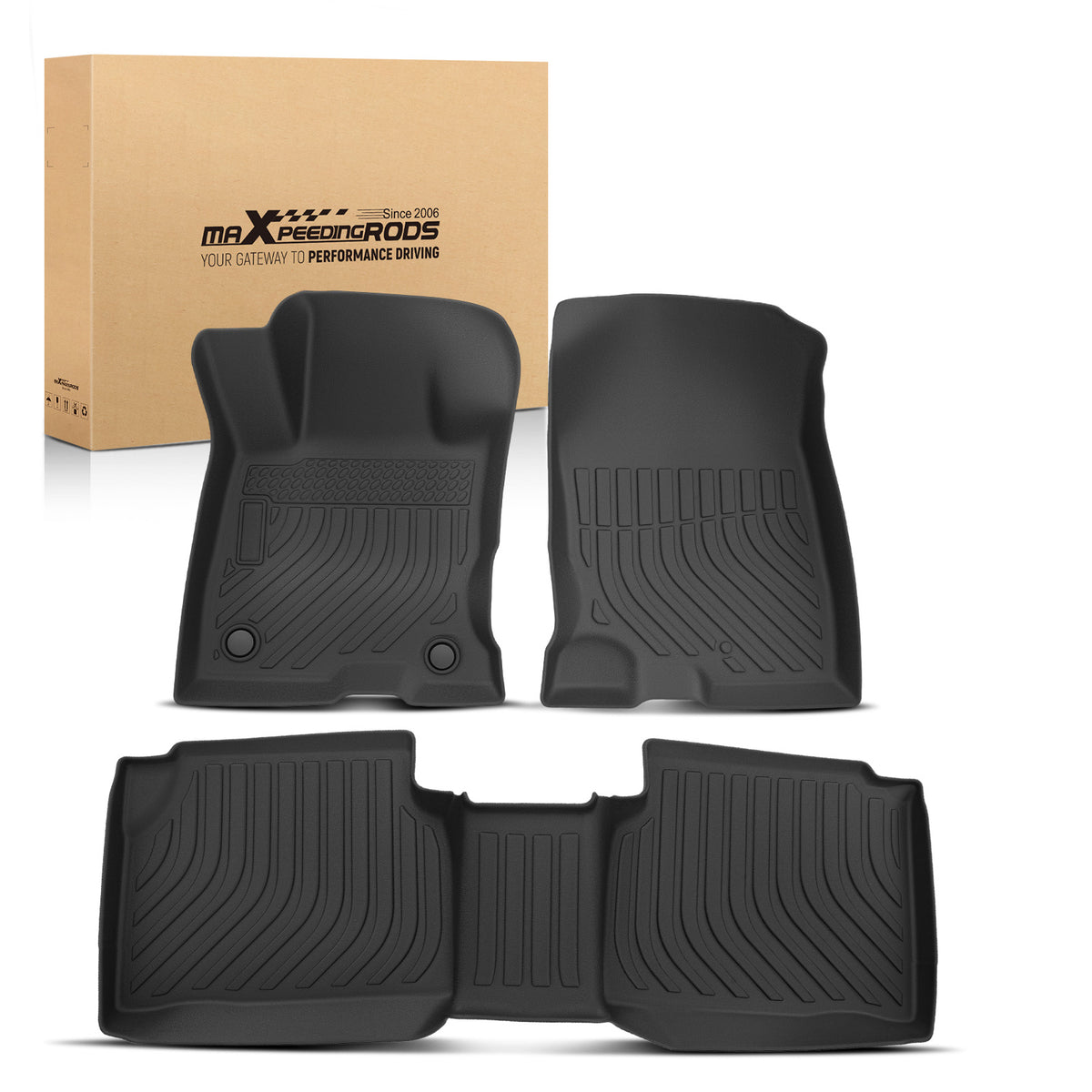 All  Weather Black Floor Mats compatible For Ford Escape Hybrid 2020-2025 TPE Car Carpet