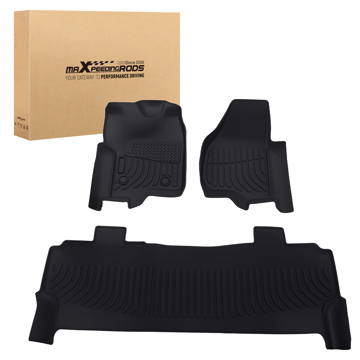 Black Floor Mats Set compatible For Ford F-250 F-350 F-450 2012-2016 All  Weather TPE