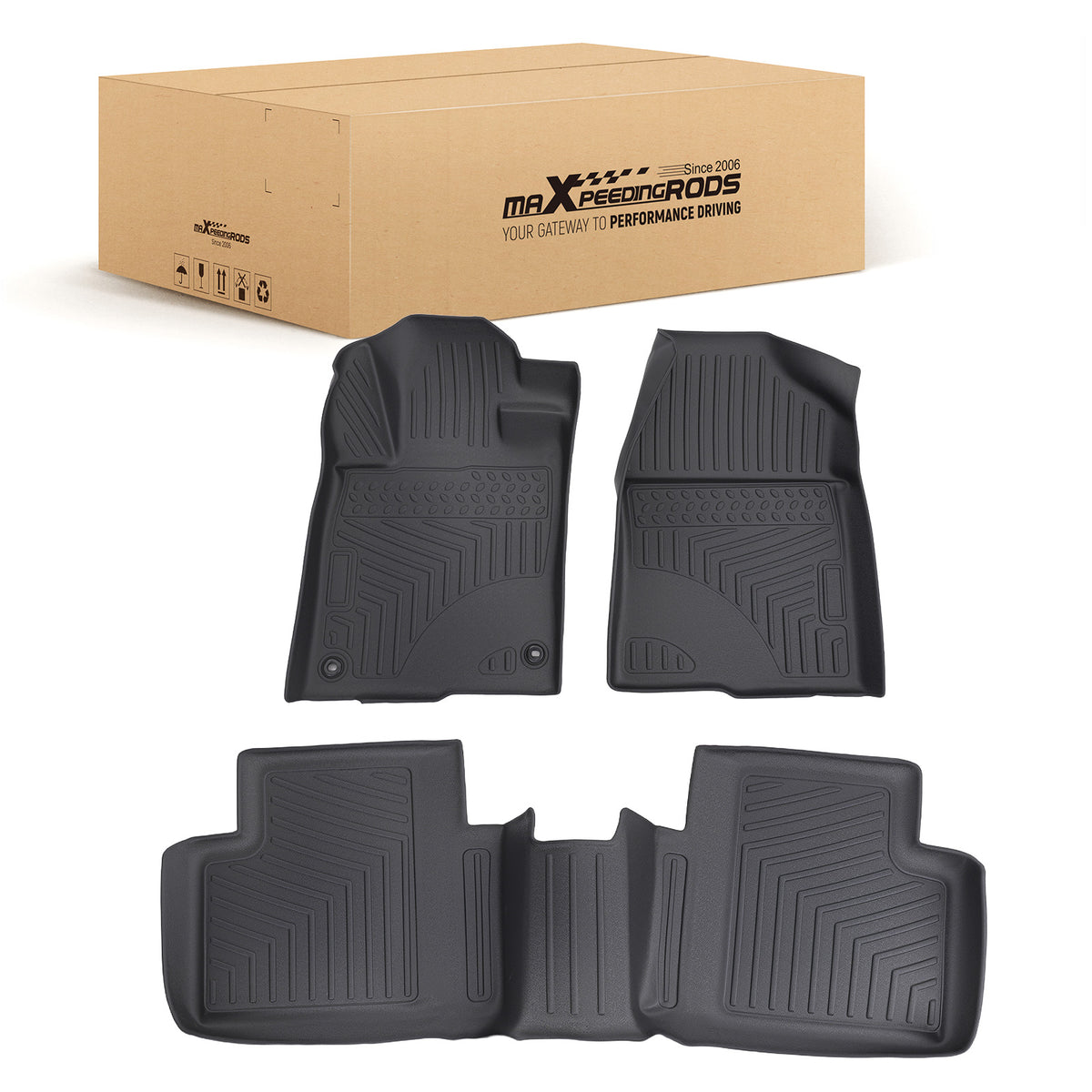 Black TPE Carpet Floor Mats compatible For Honda Civic Hatchback 2017-2021  All  Weather