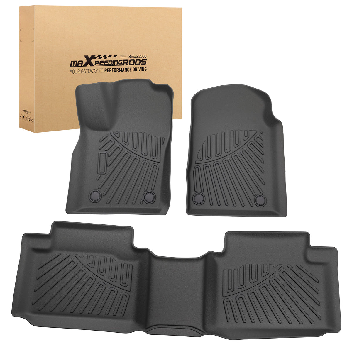 3-Piece Floor Mat Set compatible For Dodge Durango Grand Cherokee 2016-2024 Black TPE