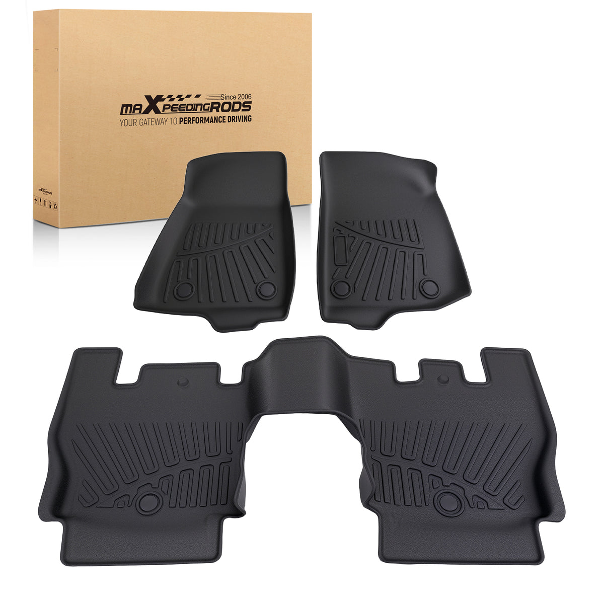 3Pcs Floor Mats compatible For Jeep Wrangler JL 4-Door 18-2024 TPE Floor Liners All  Weather