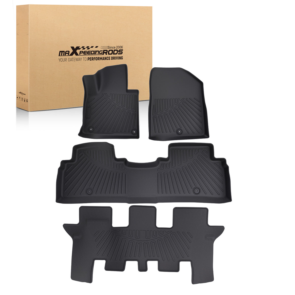 Anti-Slip Floor Mats compatible For Kia Sorento 2016-2020  Black TPE Custom Fit Full Set
