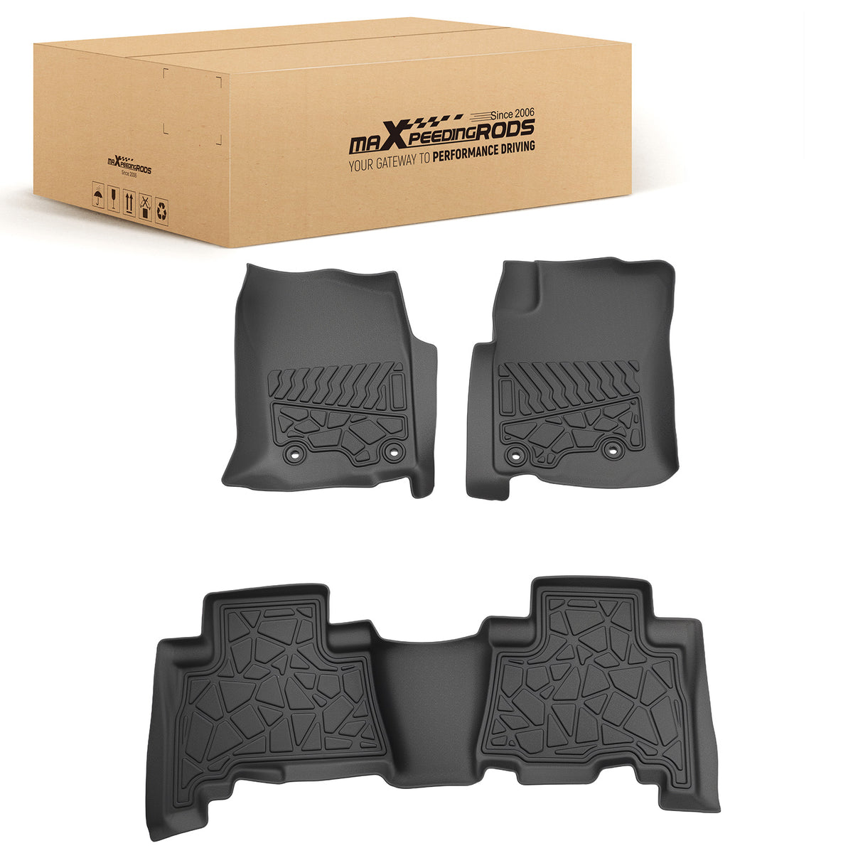 3-Piece Floor Mats compatible For Toyota 4Runner 13-24 compatible For Lexus GX460 Black TPE All  Weather