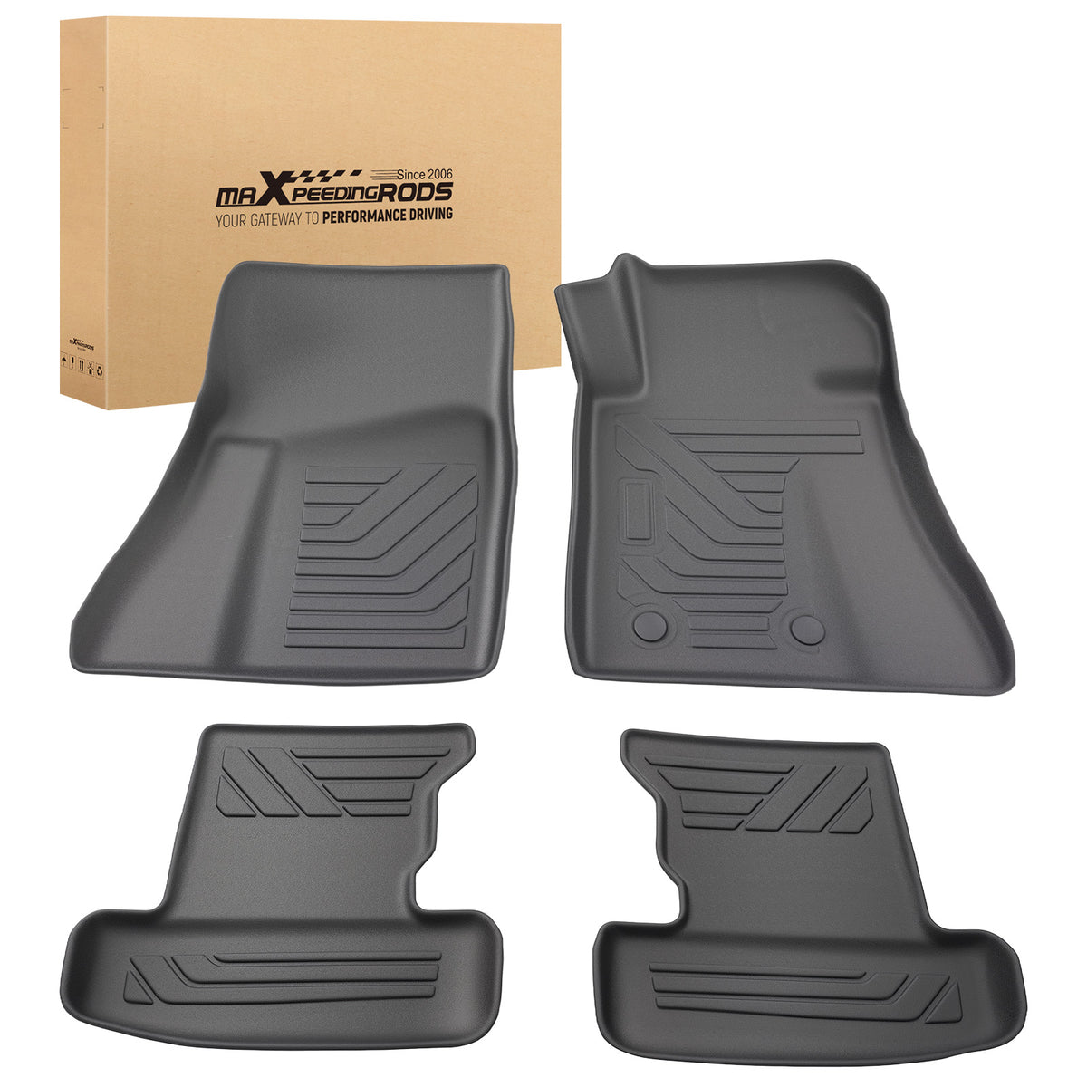 All  Weather TPE Floor Mats compatible For Ford Mustang 2015-24 Custom Fit Black Front Rear