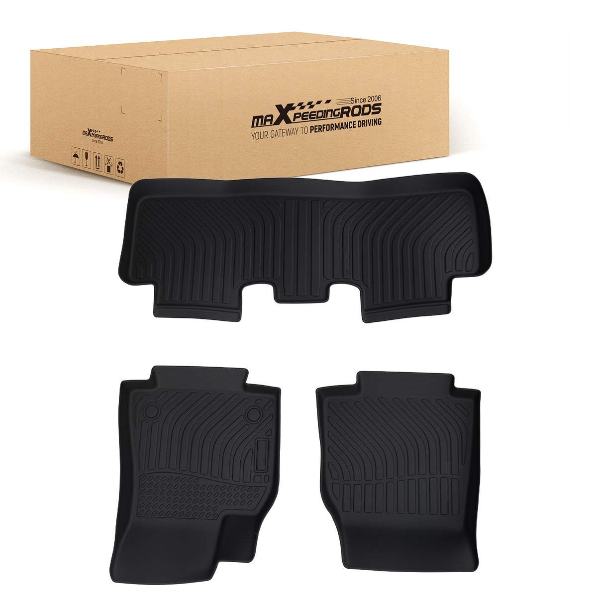 All  Weather Carpet Floor Mats compatible For Tesla Model Y 2020-2024 TPE Black Anti-Slip