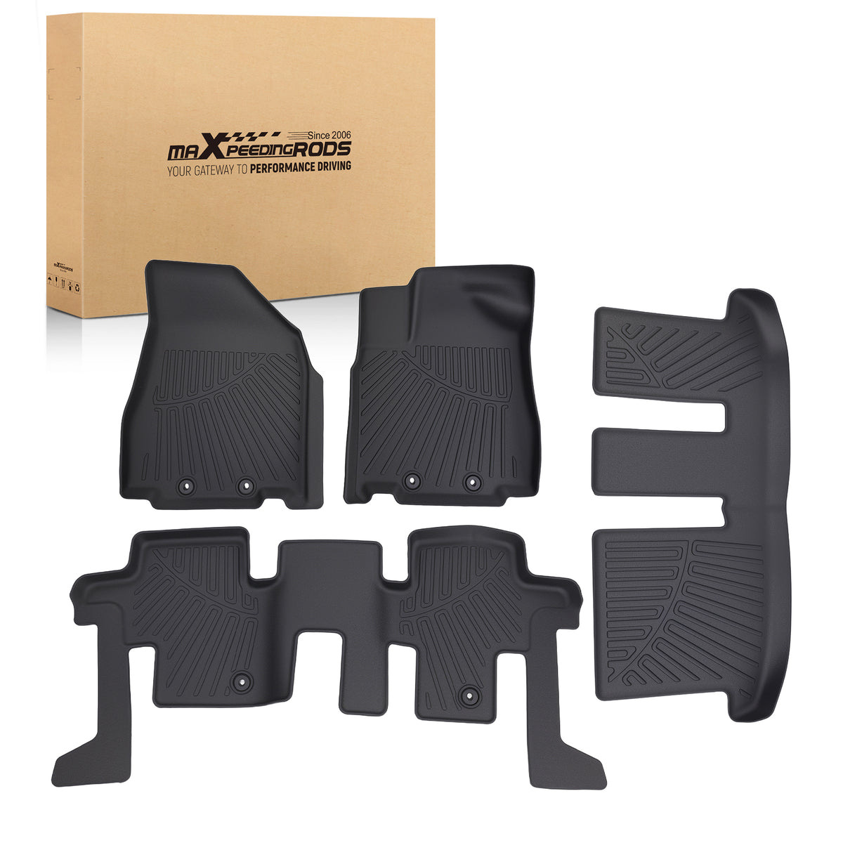 3D Floor Mats compatible For Nissan Pathfinder compatible For Infiniti QX60 JX35 2013-2020  Black TPE Set