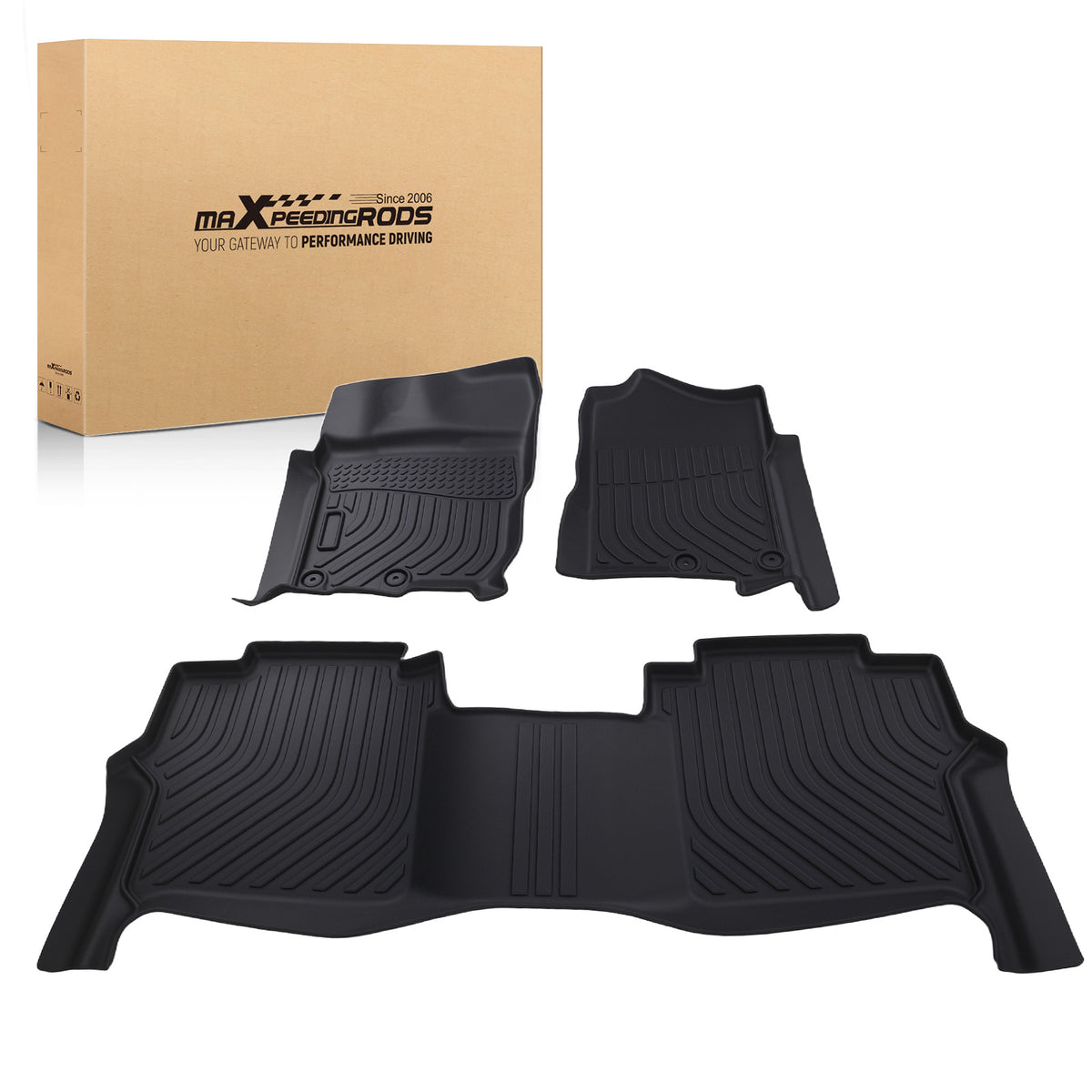 Black All  Weather Floor Mats compatible For Nissan Titan/Titan XD 2016-2021  TPE Set