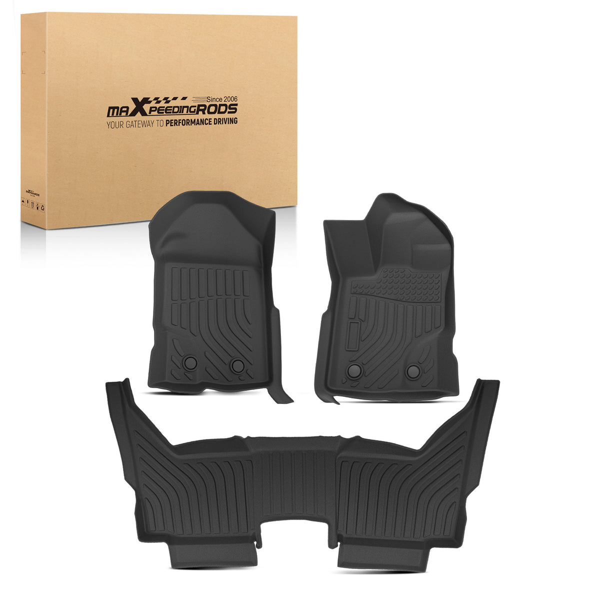 All  Weather Black Floor Mats compatible For Ford Ranger SuperCrew Cab 2019-2023 Car Carpet