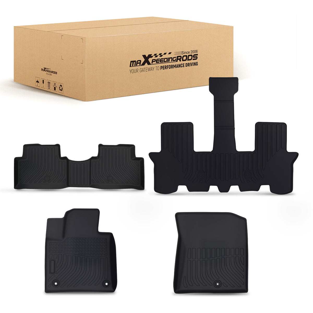 All  Weather Floor Mats compatible For Kia Sorento 7 compatible For Seat 2021-2024 Black TPE Car Carpet