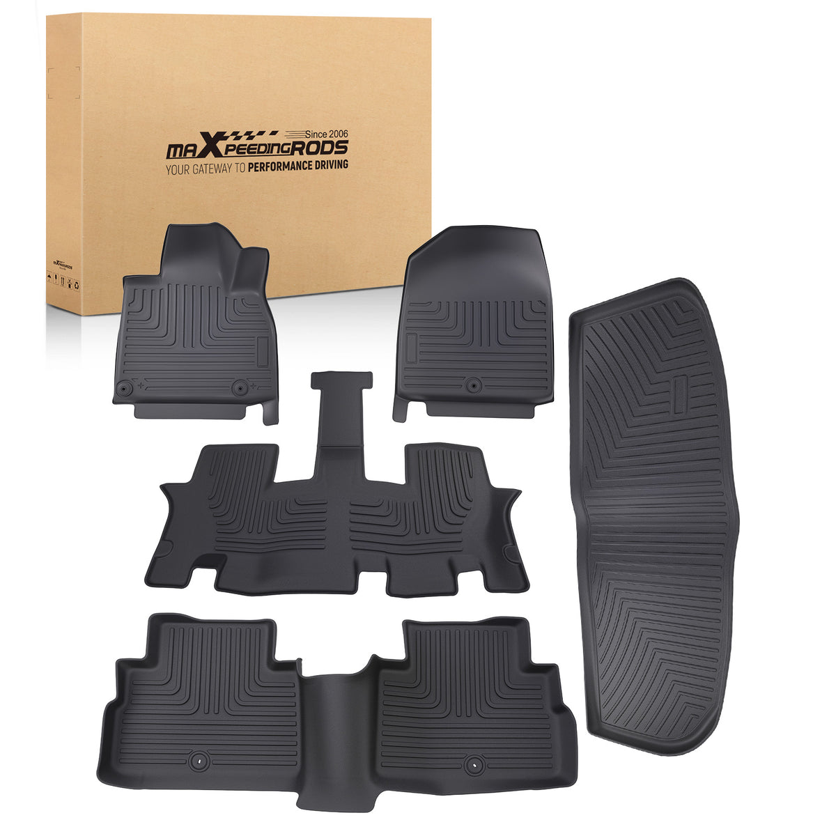 Black All- Weather Floor Mats compatible For Kia Telluride 2020-2025 TPE Rubber Floor Liners