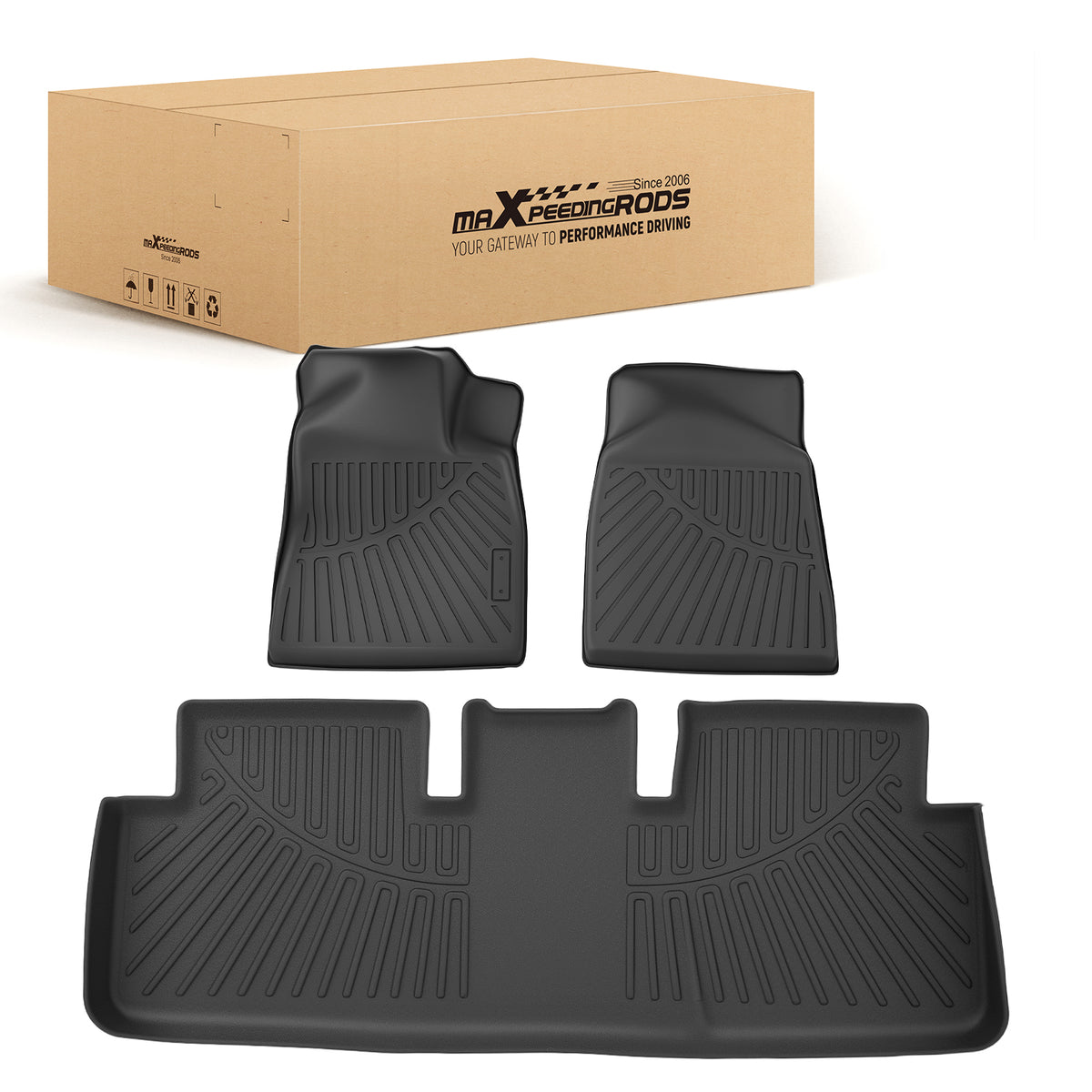Anti-Slip Floor Mats For 2024 compatible For Tesla Model 3 Highland Black TPE All  Weather