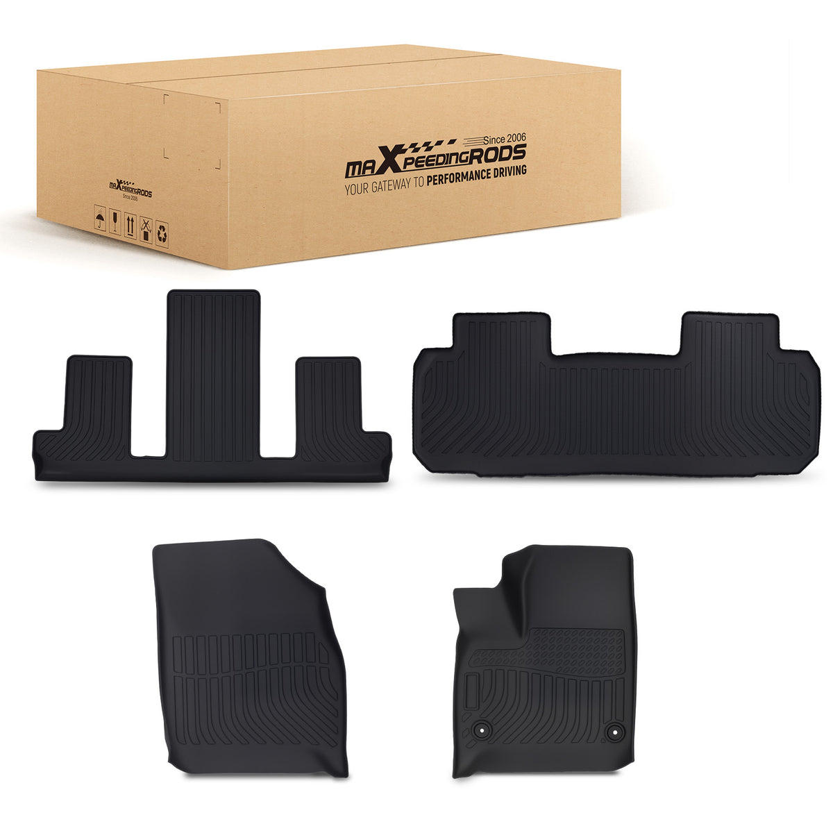 Waterproof Floor Mats compatible For Chevrolet Traverse 2018-2025 7 compatible For Seat TPE Black
