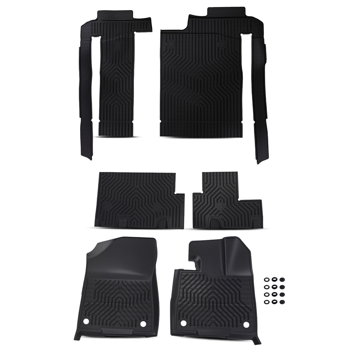 Black TPE Floor Mats compatible For Toyota Sienna 2021-2025 8 Seats All- Weather Waterproof