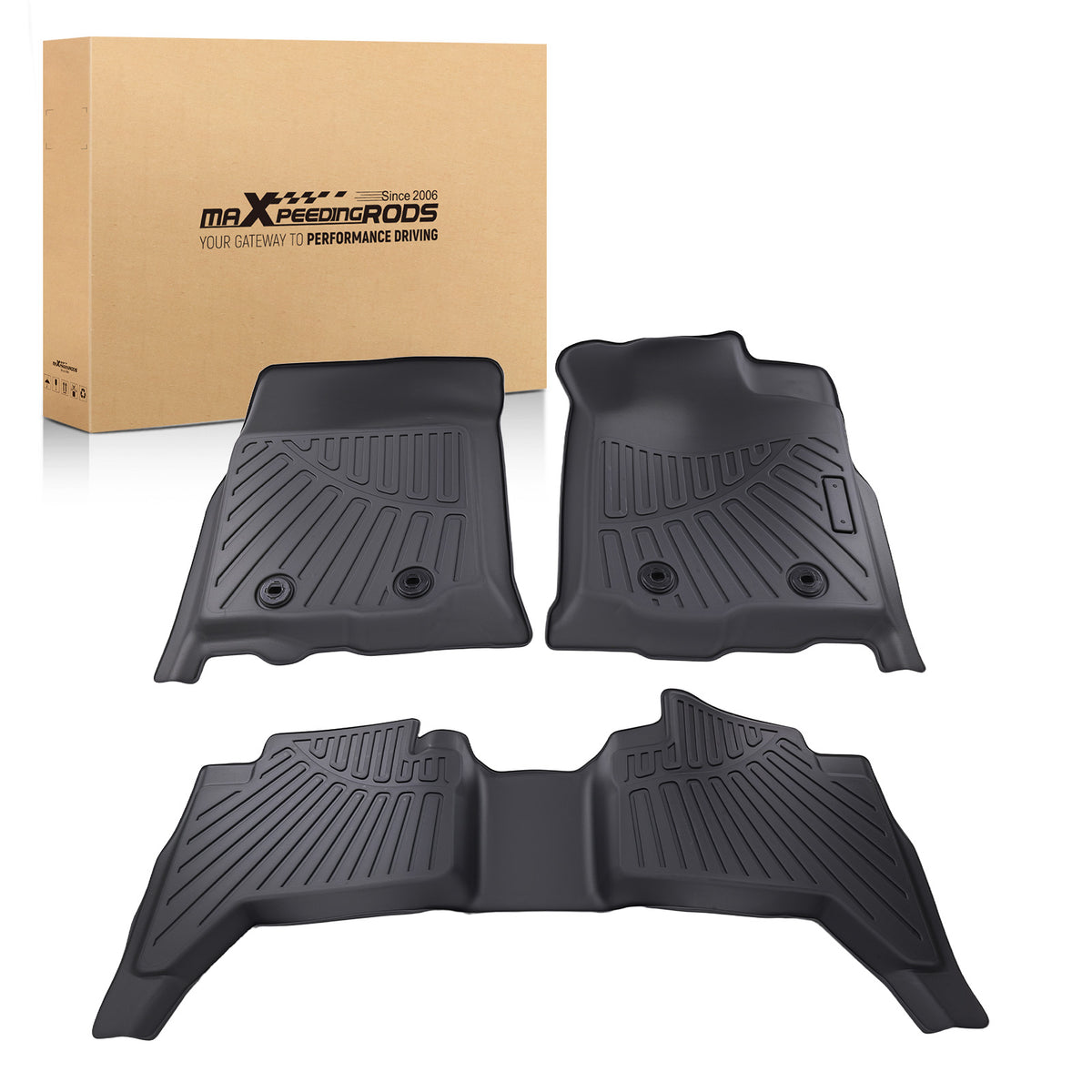 3pc TPE Carpet Floor Mats compatible For Toyota Tacoma Double Cab 2018-2023 Waterproof