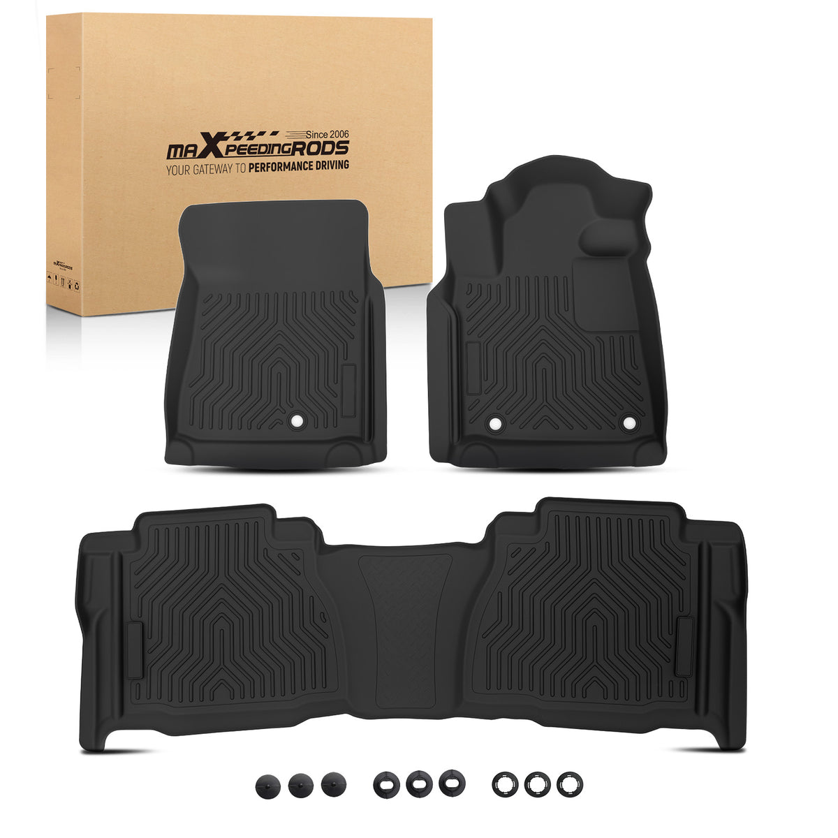 All- Weather Black Floor Mats compatible For Toyota Tundra Double Cab 2007-2011 Waterproof