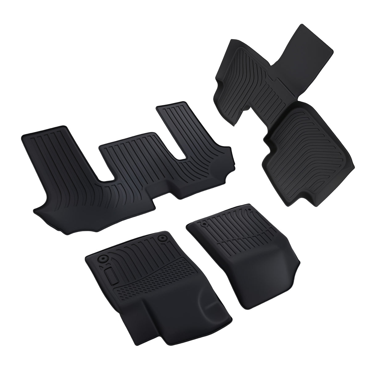 All- Weather Black Floor Mats Liner compatible For Volkswagen Atlas 2018-2025 TPE 6 Seats