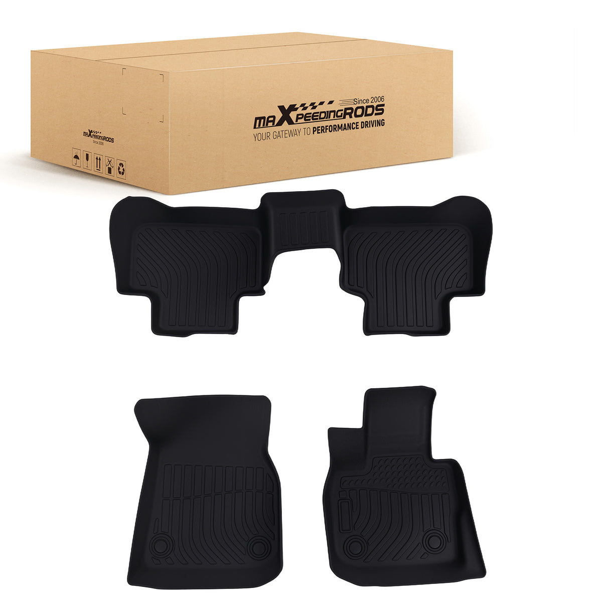 All- Weather Floor Mats compatible For BMW X3 2018-2024 X4 2019-2024 TPE Rubber Black