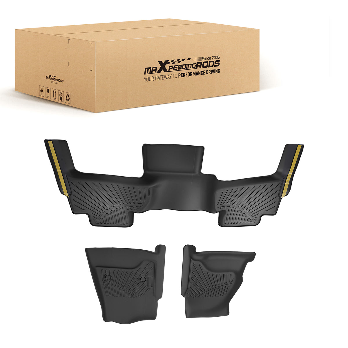 3PC All Season TPE Floor Mats compatible For Chevrolet Tahoe GMC Yukon 15-20 Black Set