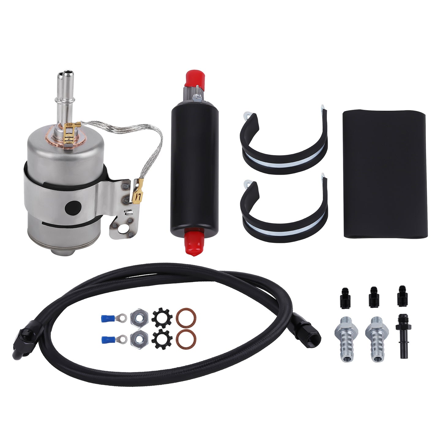 255LPH Inline High Pressure EFI Fuel Pump w/Install Kit compatible For Chevy V8 4.8L 99-14