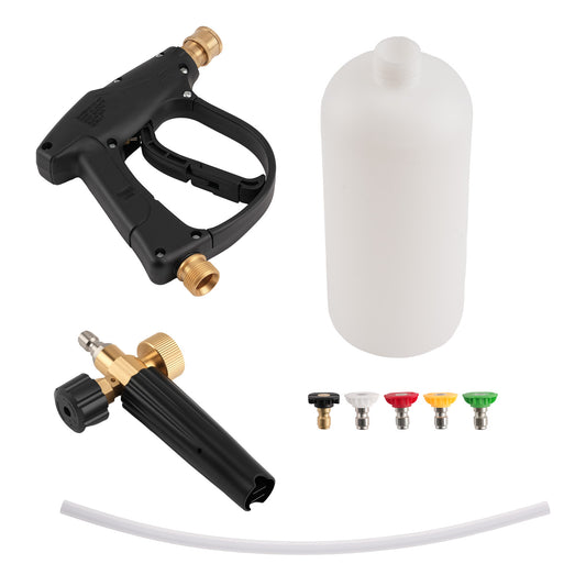 1/4 Snow Foam Gun Pressure Washer Soap Lance Car Wash Kit with 5 Nozzles