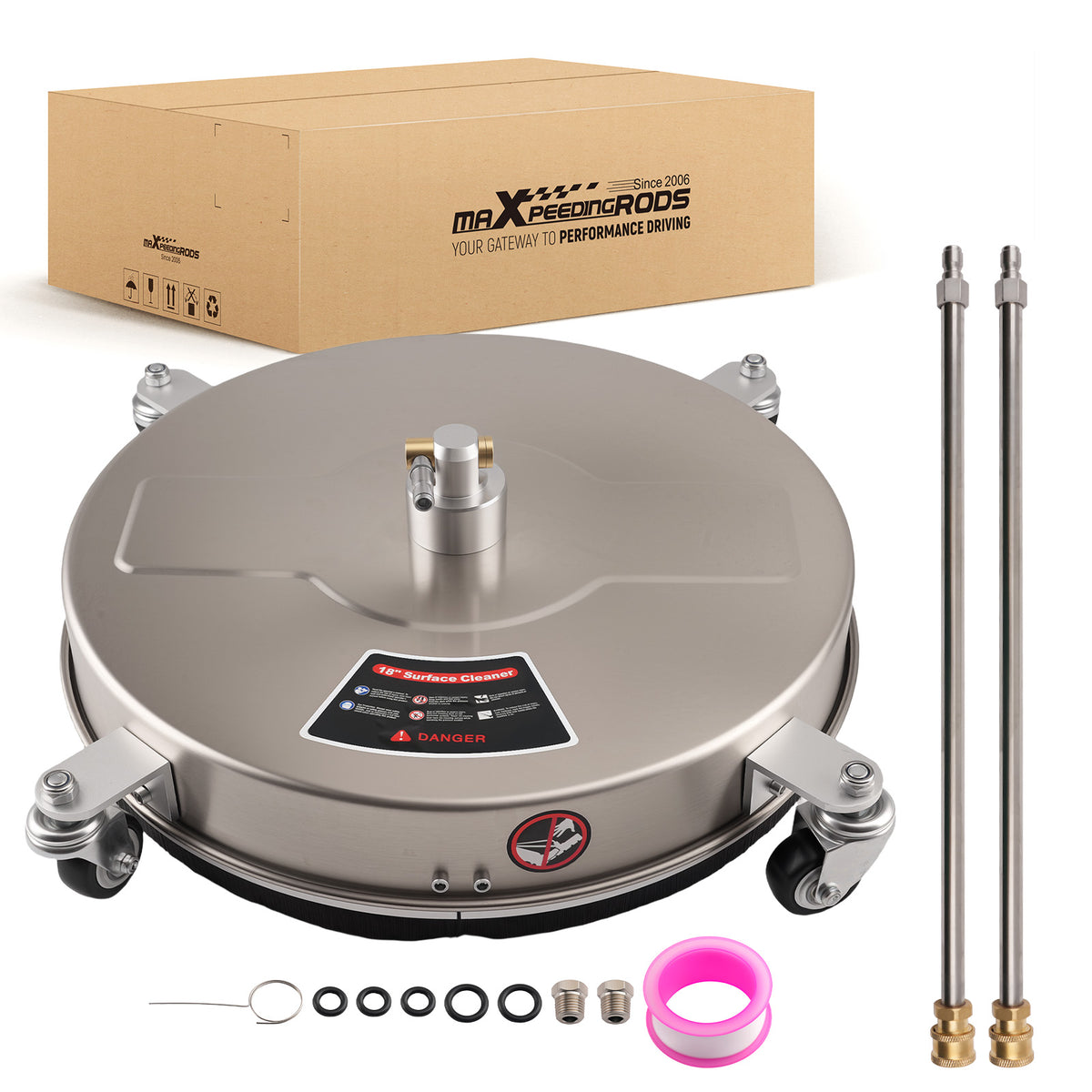 Pressure Washer Surface Cleaner 4000 PSI with 4 Wheels 2 Extended Wands