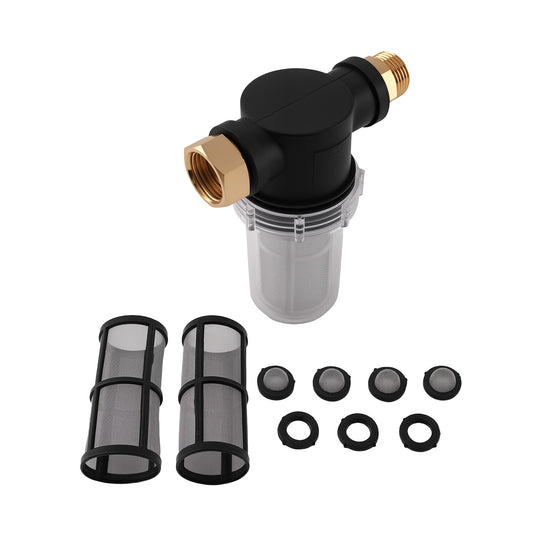 3/4 Inch Brass Inline Filter for Pressure Washer Garden Hose Water Screen