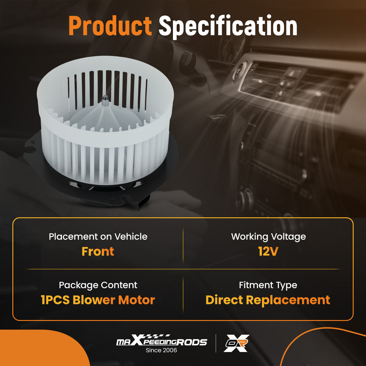 HVAC Blower Motor with Fan Cage compatible For Chevrolet Express 1500 1996-2014 compatible For GMC G3500