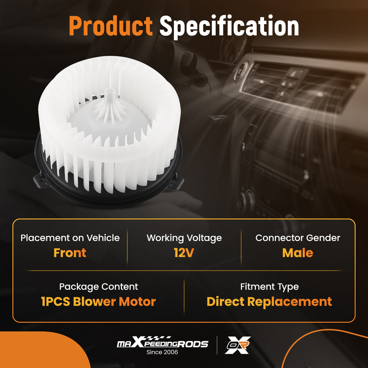 A/C Blower Motor Fan compatible For Buick Encore 17-22 compatible For Chevy Sonic/Ttax 2012-2022