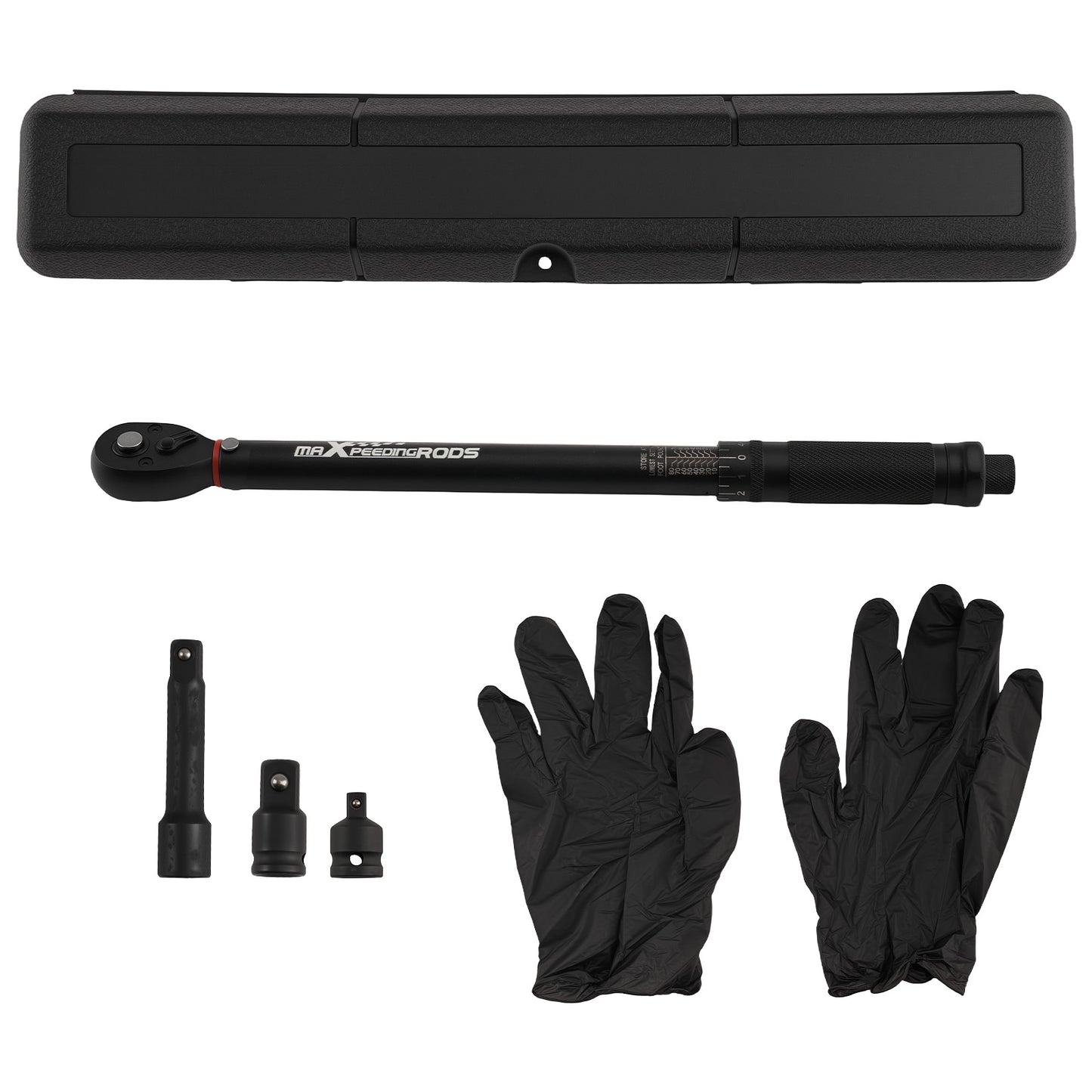 3/8 Click Torque Wrench 10-80 Ft-Lb with Extension BarAdapters Kit