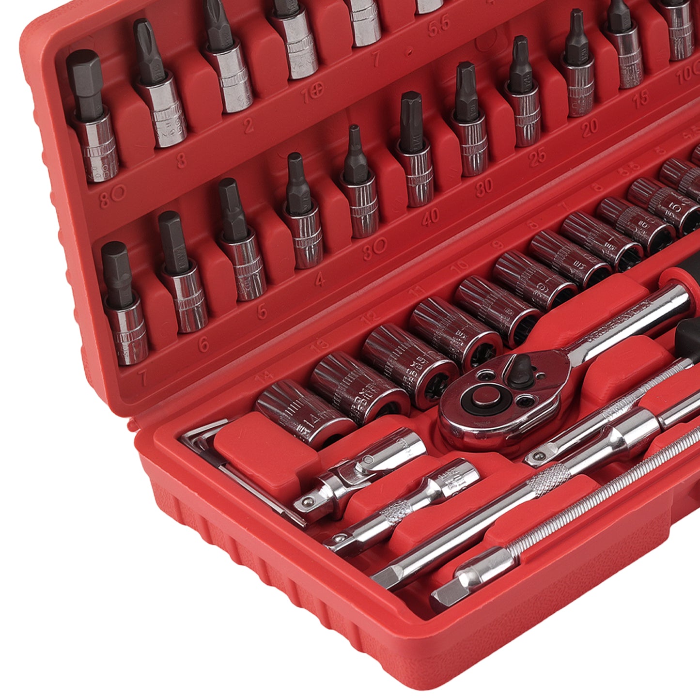 1/4 Drive 46Pcs Carbon Steel Ratchet Socket Set Wrench Tool Kit Bits